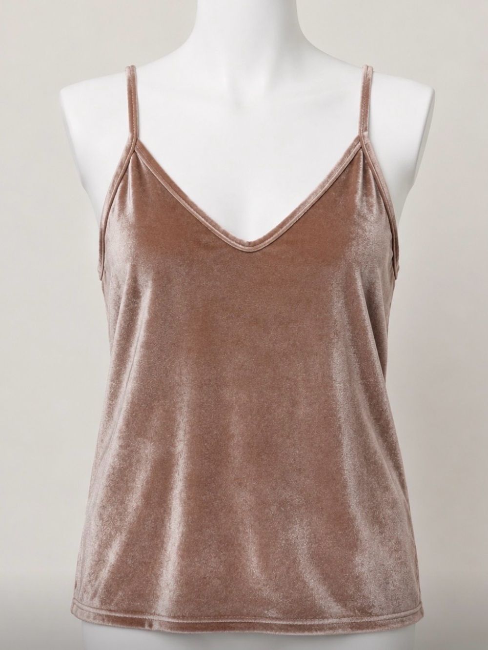 Velvet Spaghetti-Strap Cami in Mauve Pink